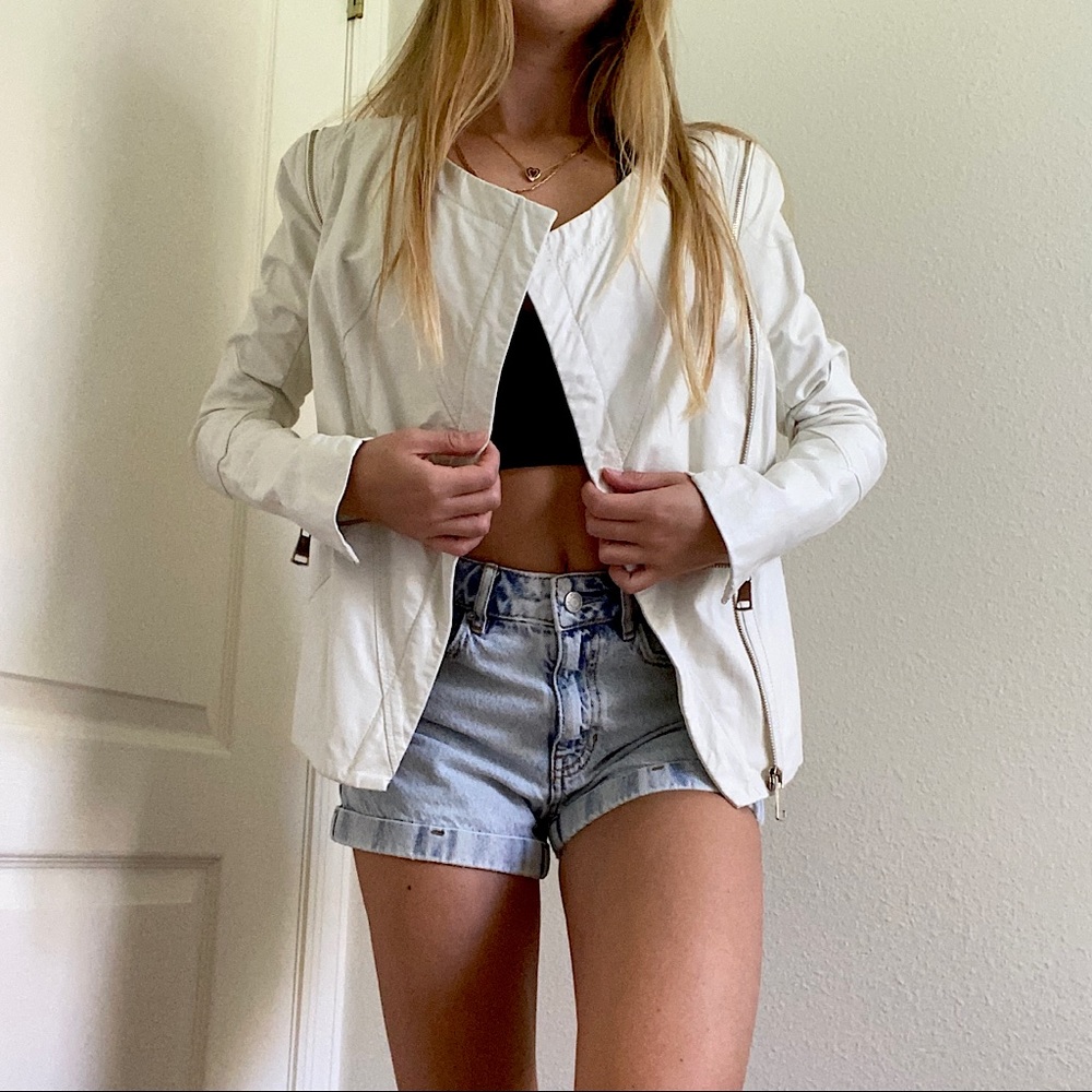 Bebe White Pleather Jacket